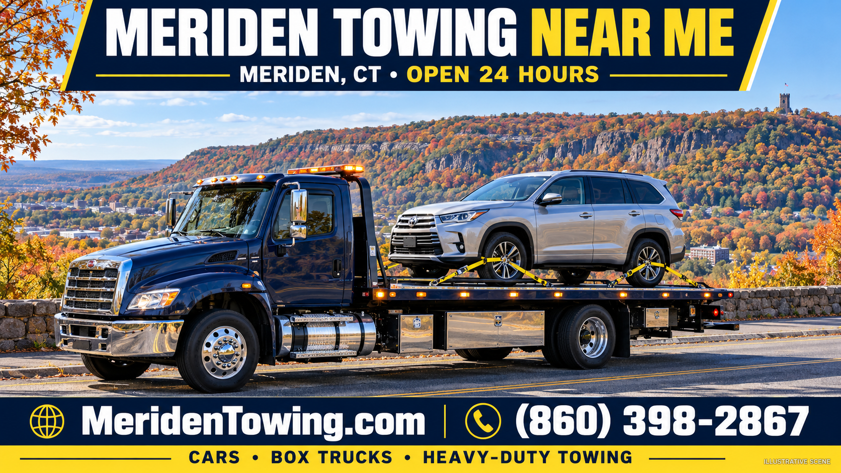 Meriden Towing Beneath Autumn Hills